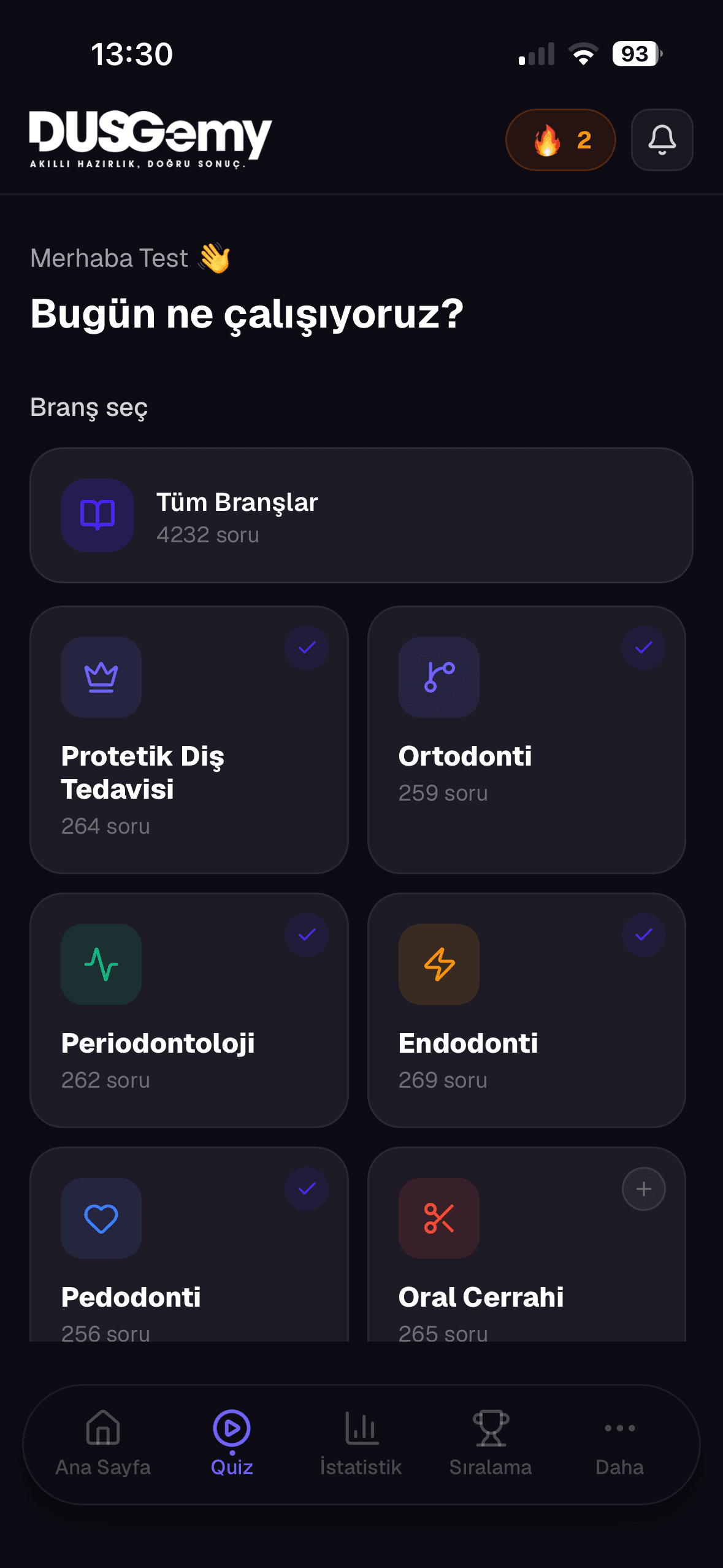 Quiz ekranı